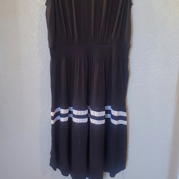 Simply Vera Vera Wang Pintuck Black Midi Dress with White Stripes Size XL - Picture 6 of 7